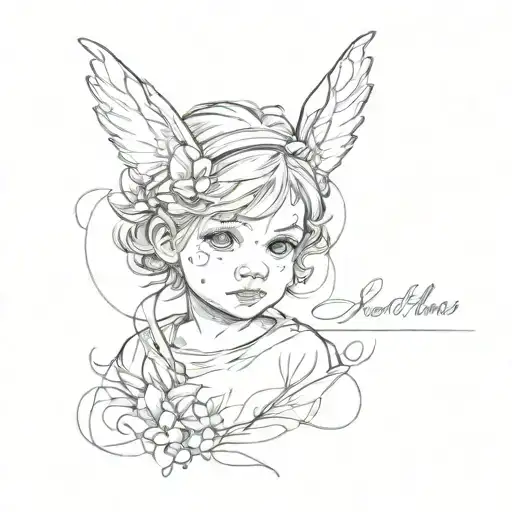 child and name tattoo design idea