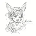 child and name tattoo design idea