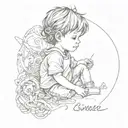 child and name tattoo design idea