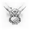 A serene praying hands surrounded by delicate roses tattoo design idea