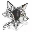 Futuristic cyberpunk fox girl with a hidden reference to multiple sclerosis tattoo design idea