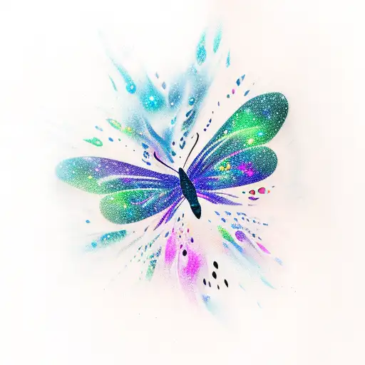 Butterfly dripping space galaxy tattoo design idea