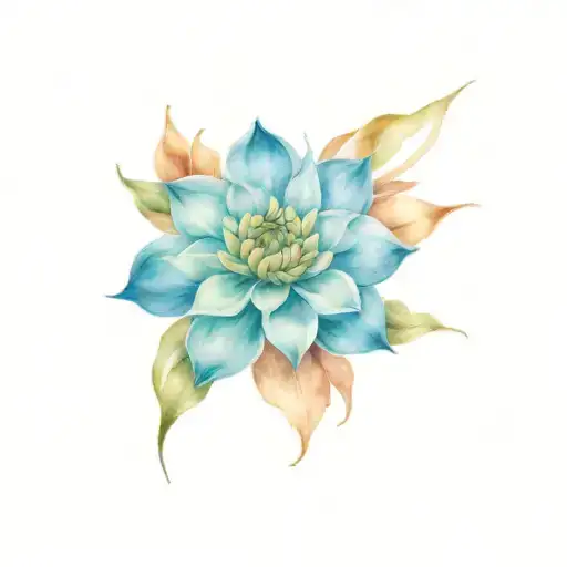 concha pan and dahlia flower surrounded tattoo design idea