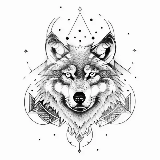 wolf viking moon tattoo design idea