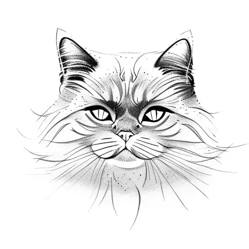 himalayan cat next to other cat outline tattoo design idea