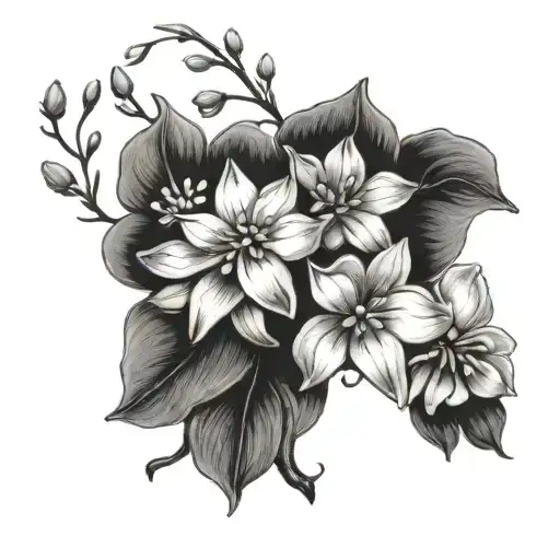 bluebonnets and dogwood bouquet tattoo design idea