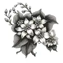 bluebonnets and dogwood bouquet tattoo design idea