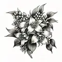 bluebonnets and dogwood bouquet tattoo design idea