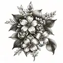 bluebonnets and dogwood bouquet tattoo design idea
