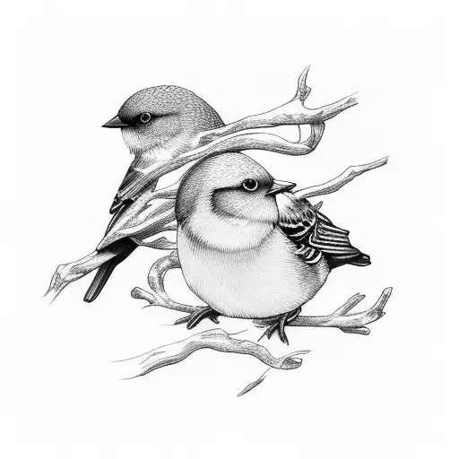 3 birds on a branch, another one arriving tattoo design idea