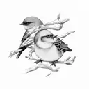 3 birds on a branch, another one arriving tattoo design idea