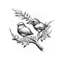 3 birds on a branch, another one arriving tattoo design idea