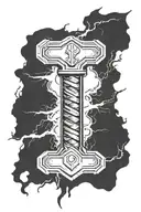 thor hammer and lightning tattoo design idea