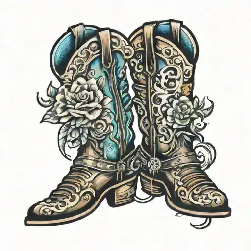 cowboy boots  tattoo design idea