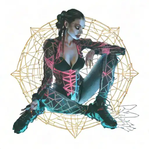 tied up shibari girl sitting tattoo design idea
