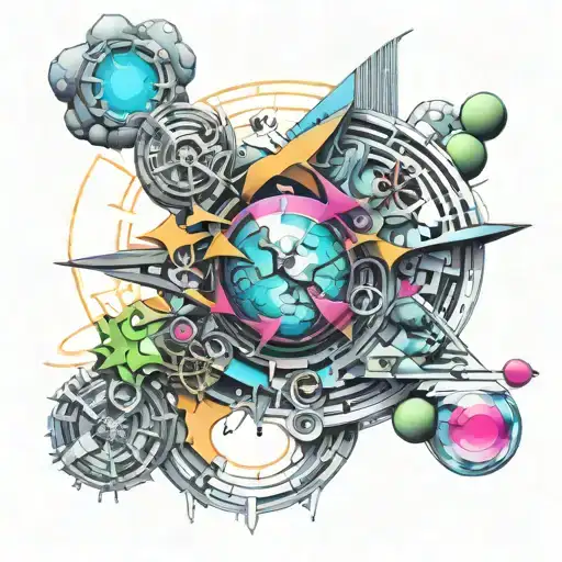 Yutori word in a futurist ab stract design tattoo design idea