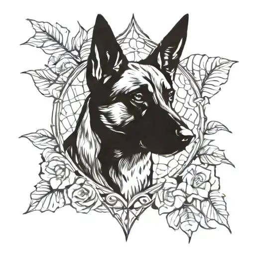 malinois shepherd dog tattoo design idea
