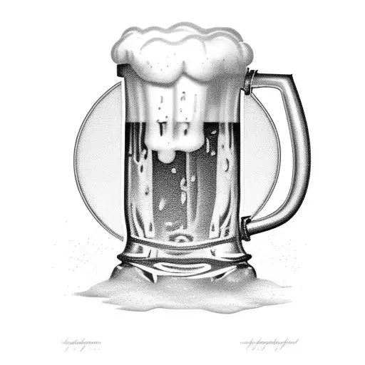 A majestic beer stein overflowing with hops and barley tattoo design idea