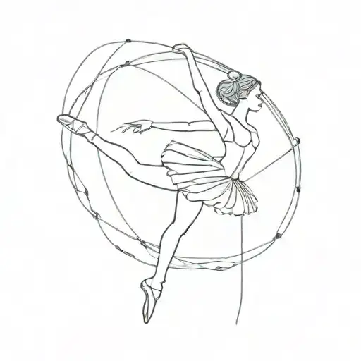 string and a ballerina innequilibrium tattoo design idea