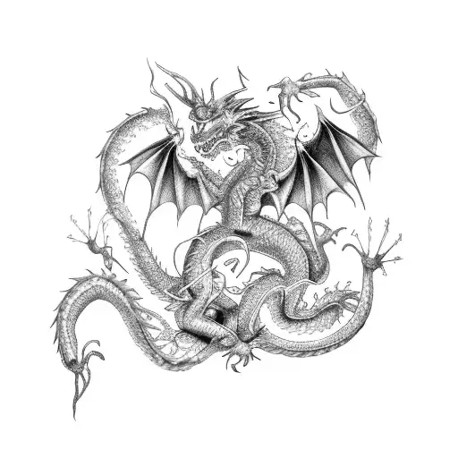 Dragon heart fairy initials S & K tattoo design idea