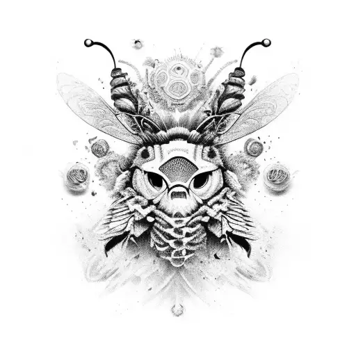 bee, butterfly, rose and mandala tattoo design idea