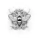 bee, butterfly, rose and mandala tattoo design idea