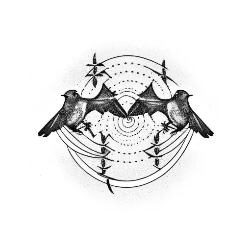 flock of ravens circling a semicolon tattoo design idea