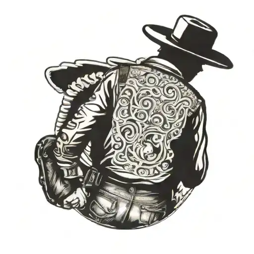 Cowboy from behind in western setting   tattoo design idea