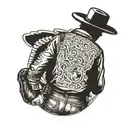 Cowboy from behind in western setting   tattoo design idea