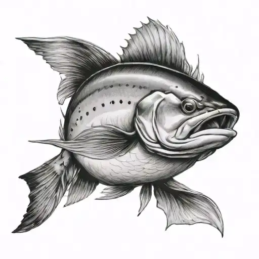 king salmon snagging tattoo design idea