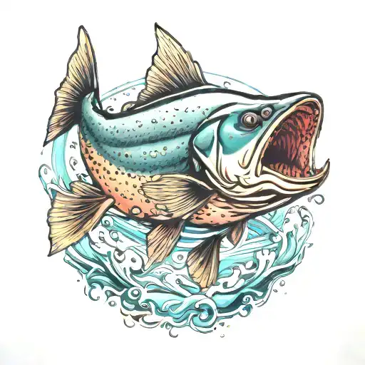 king salmon snagging tattoo design idea