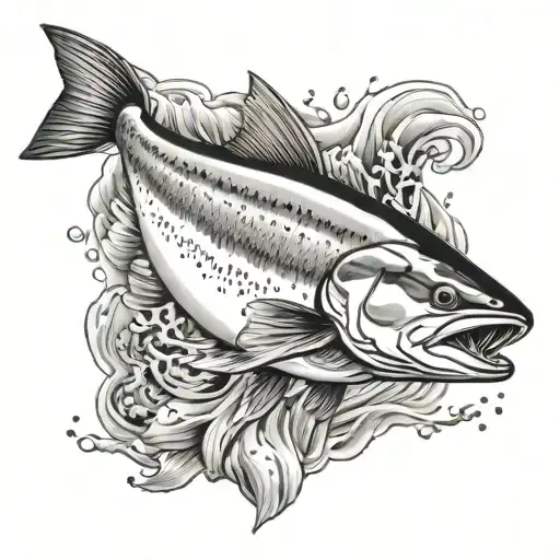 king salmon jumping tattoo design idea