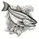 king salmon jumping tattoo design idea