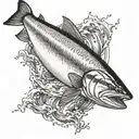 king salmon jumping tattoo design idea
