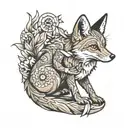 fox playing with coyote   tattoo design idea