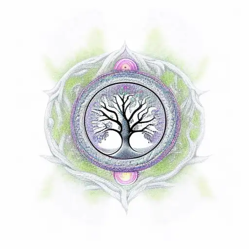 tree of life with chakra tattoo design idea