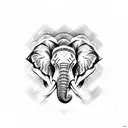 Elephant skull with tusks tattoo design idea