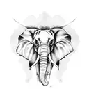 Elephant skull with tusks tattoo design idea