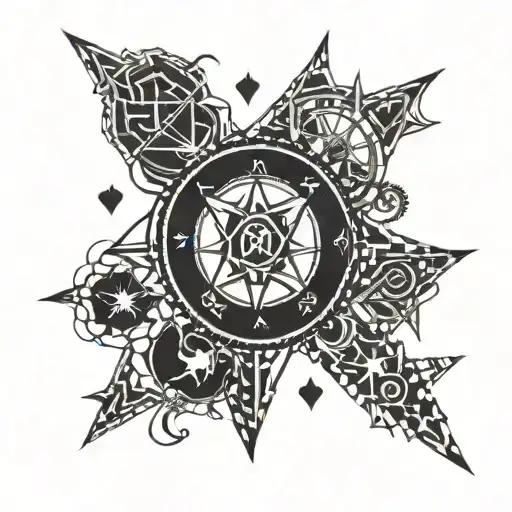 world tren and runes open your heart tattoo design idea