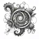 A mesmerizing spiral galaxy with a mix of abstract and realistic elements tattoo design idea