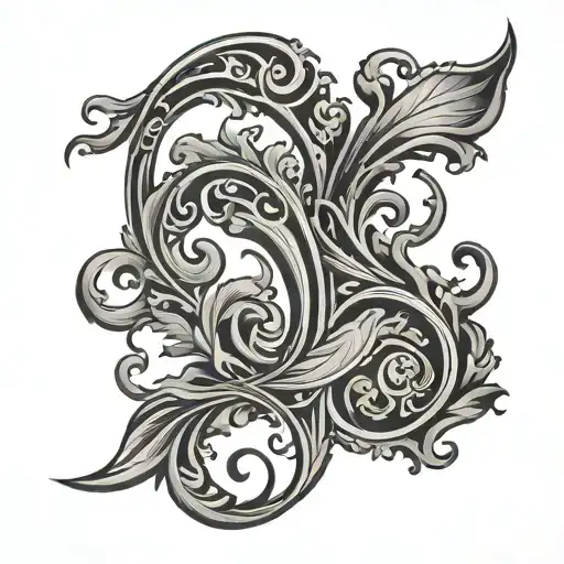 open parchment scroll back stencil tattoo design idea