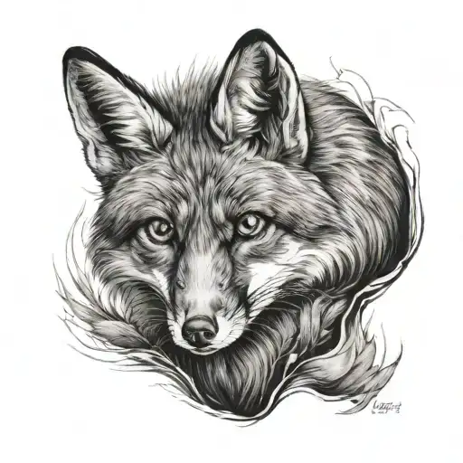 cunning fox sneaking around   tattoo design idea
