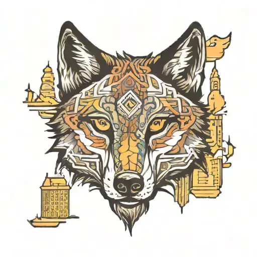 wolf face tattoo nyc skyline tattoo design idea