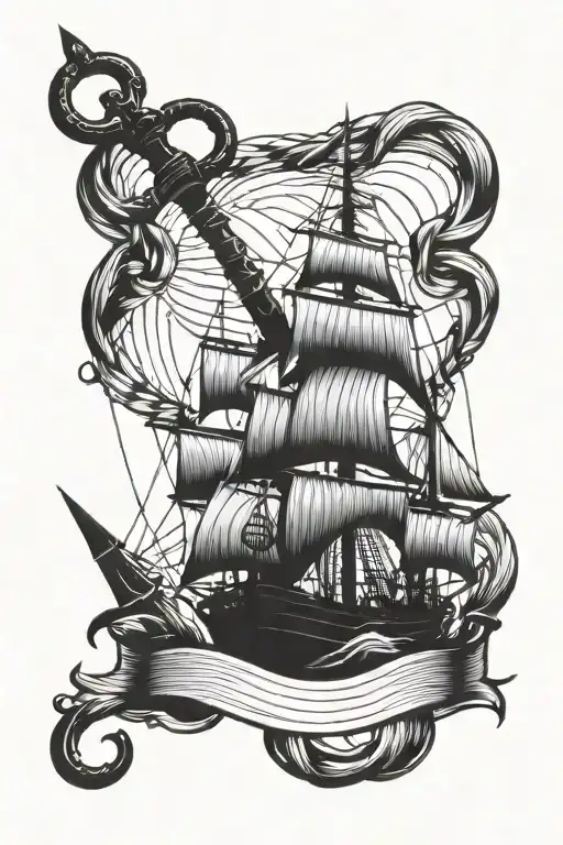 sail anchor boat sailing tattoo design idea