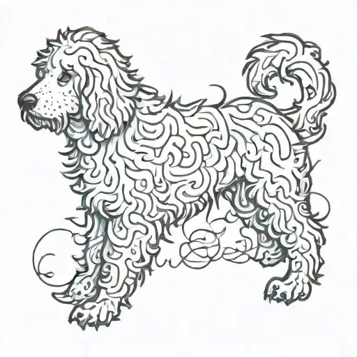 golden doodle sheet ghost tattoo design idea