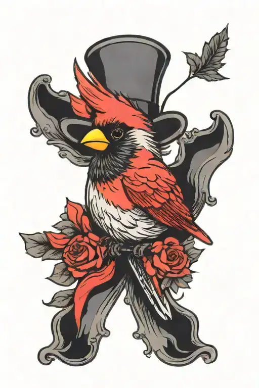 wish you were here with a red cardinal bird tattoo design idea