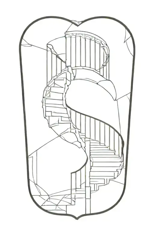 sprial staircase deteriorating gothic architecture  tattoo design idea