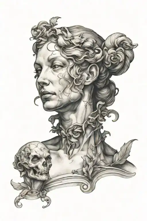 Michelangelo women dark fantasy tattoo design idea