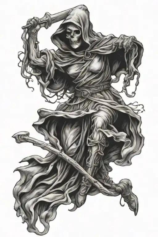 Michelangelo female grim reaper tattoo design idea