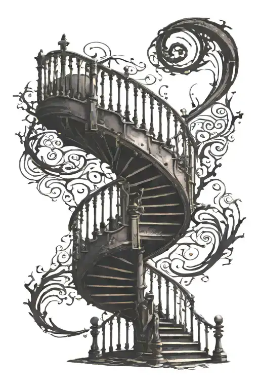 spiral staircase goth fantasy dark tattoo design idea